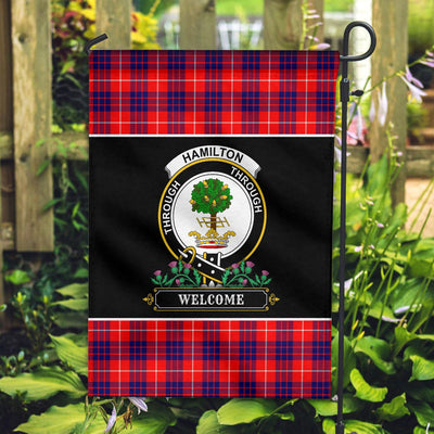 Clan Hamilton Modern Tartan Crest Garden Flag - Welcome XL99