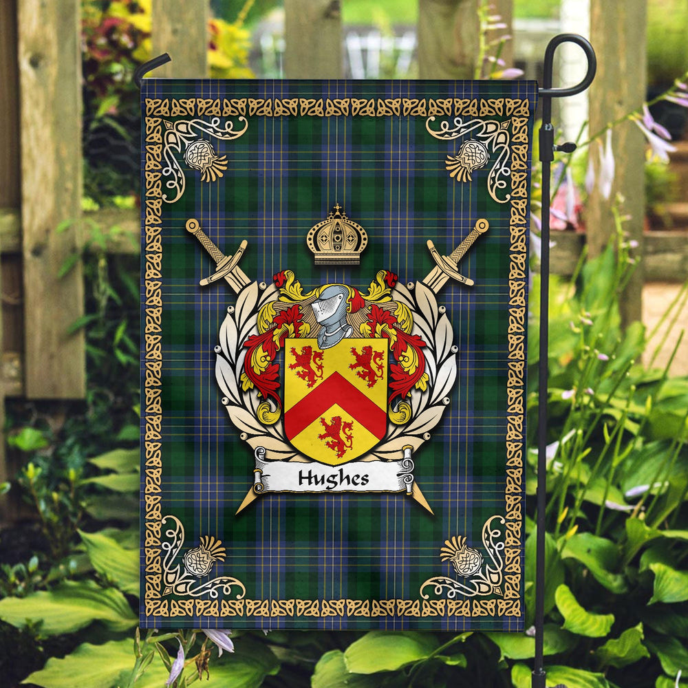 Clan Hughes Tartan Crest Garden Flag - Celtic Thistle XZ56 Clan Garden Tartan Today