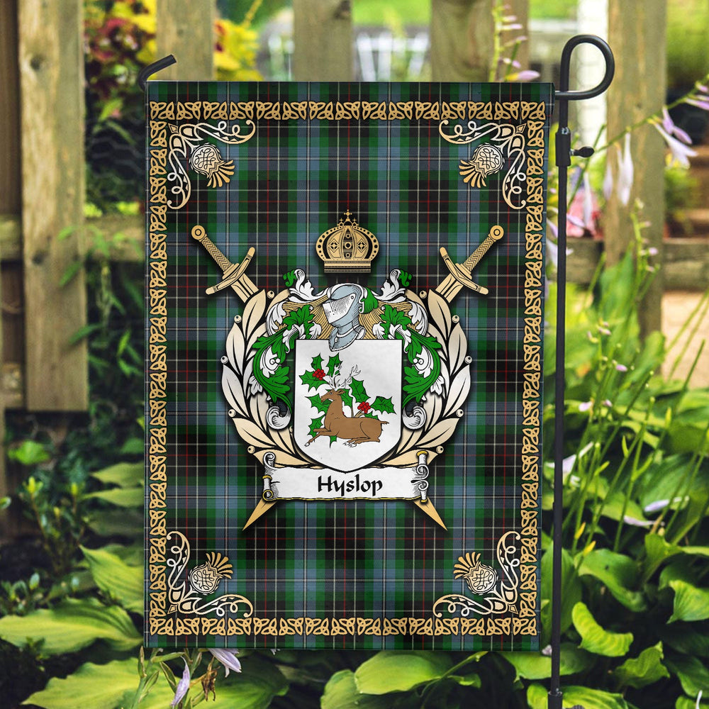Clan Hyslop Tartan Crest Garden Flag - Celtic Thistle FY74 Clan Garden Tartan Today