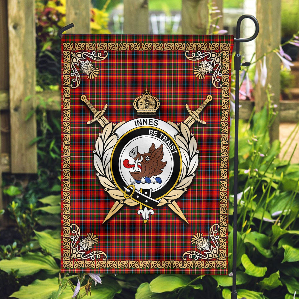 Clan Innes Modern Tartan Crest Garden Flag - Celtic Thistle YO45 Clan Innes Tartan Today