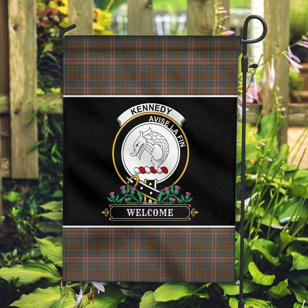 Clan Kennedy Weathered Tartan Crest Garden Flag - Welcome AC82 Clan Kennedy Tartan Today