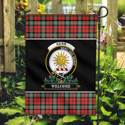 Clan Kerr Ancient Tartan Crest Garden Flag - Welcome