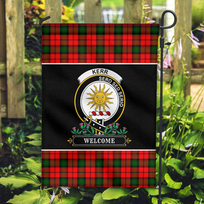 Clan Kerr Modern Tartan Crest Garden Flag - Welcome