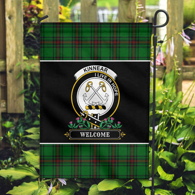 Clan Kinnear Tartan Crest Garden Flag - Welcome