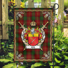 Clan Kirk Tartan Crest Black Garden Flag - Gold Thistle NO15 Clan Kirk Tartan Today