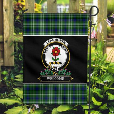 Clan Learmonth Tartan Crest Garden Flag - Welcome