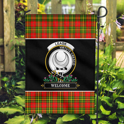 Clan Leask Tartan Crest Garden Flag - Welcome