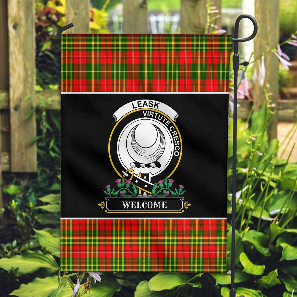 Clan Leask Tartan Crest Garden Flag - Welcome ZJ89 Clan Leask Tartan Today