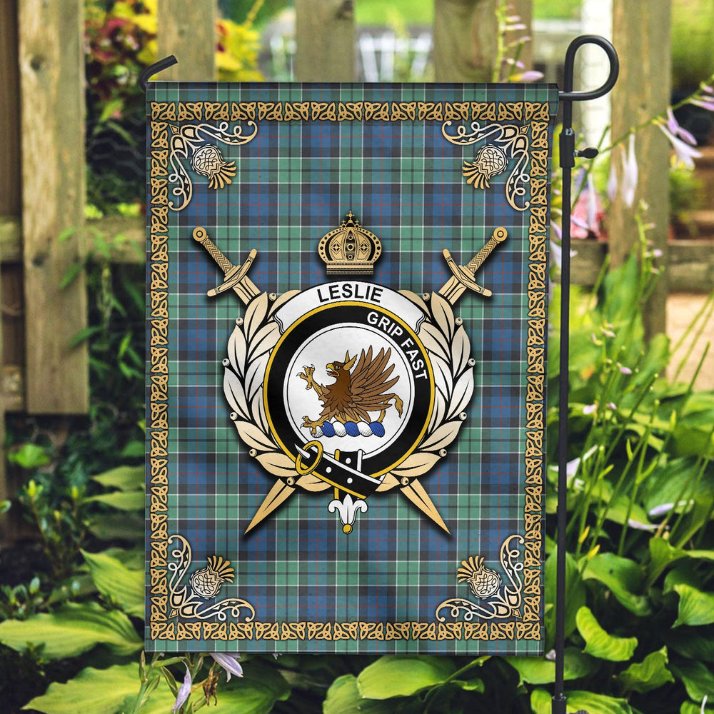 Clan Leslie Hunting Ancient Tartan Crest Garden Flag - Celtic Thistle KO10 Clan Leslie Tartan Today