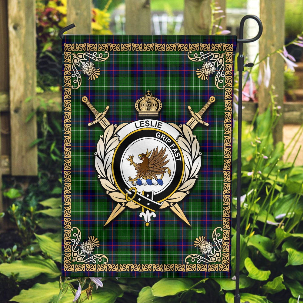 Clan Leslie Hunting Tartan Crest Garden Flag - Celtic Thistle GC67 Clan Leslie Tartan Today