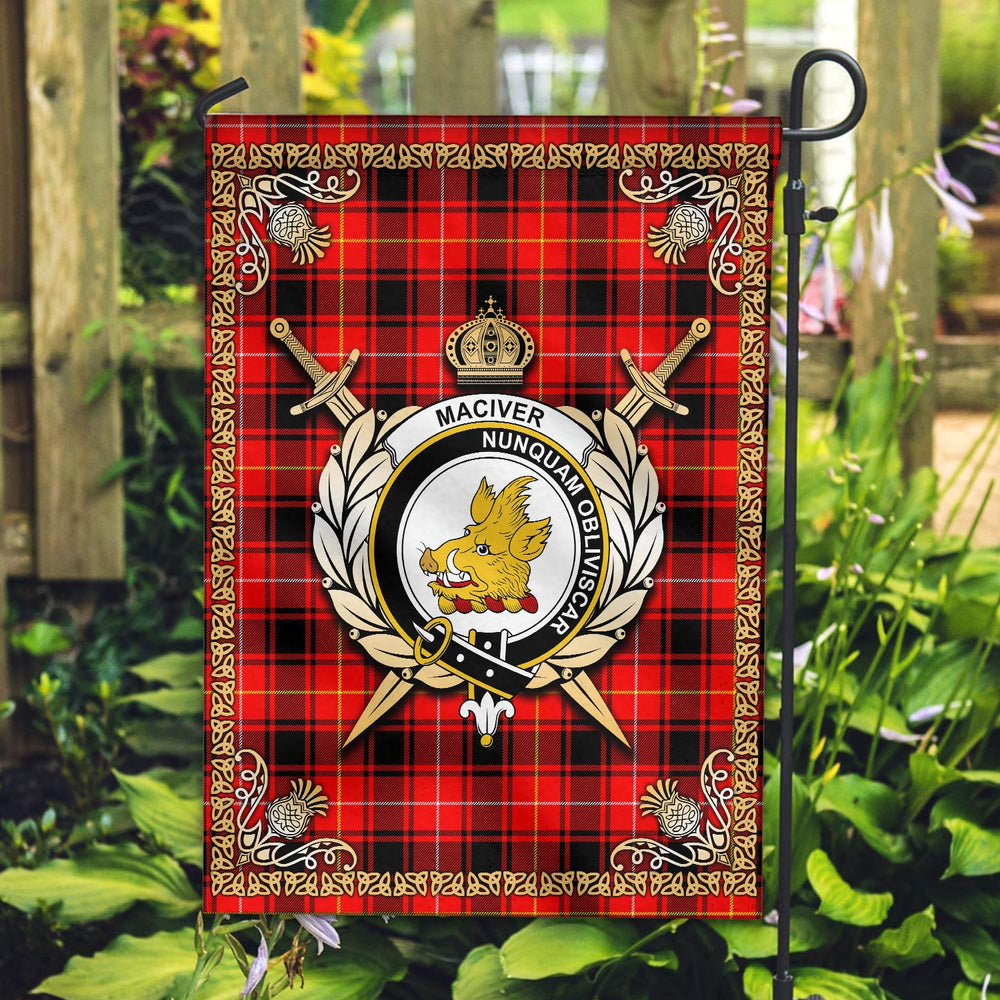 Clan MacIver Modern Tartan Crest Garden Flag - Celtic Thistle HI39 Clan Garden Tartan Today