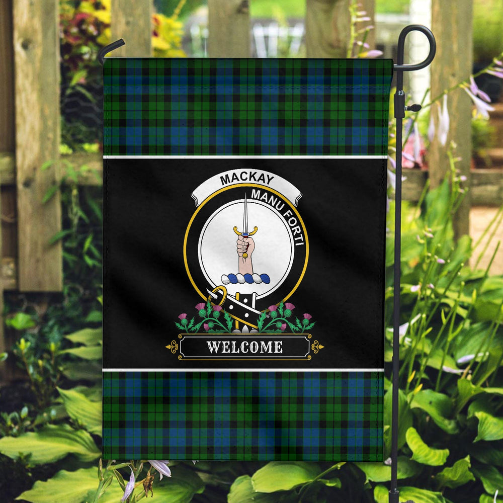 Clan MacKay Modern Tartan Crest Garden Flag - Welcome GV67 Clan MacKay Tartan Today