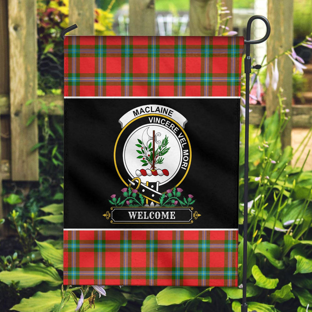 Clan MacLaine of Loch Buie Tartan Crest Garden Flag - Welcome BN28 Clan Garden Tartan Today