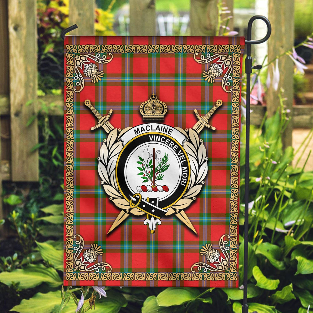 Clan MacLaine of Loch Buie Tartan Crest Garden Flag - Celtic Thistle UK11 Clan Garden Tartan Today