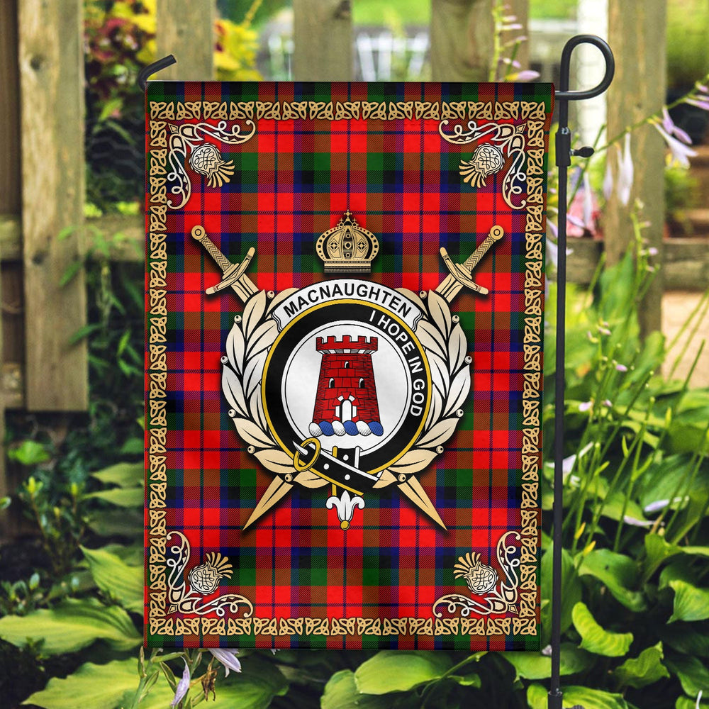 Clan MacNaughten Tartan Crest Garden Flag - Celtic Thistle DU76 Clan Garden Tartan Today