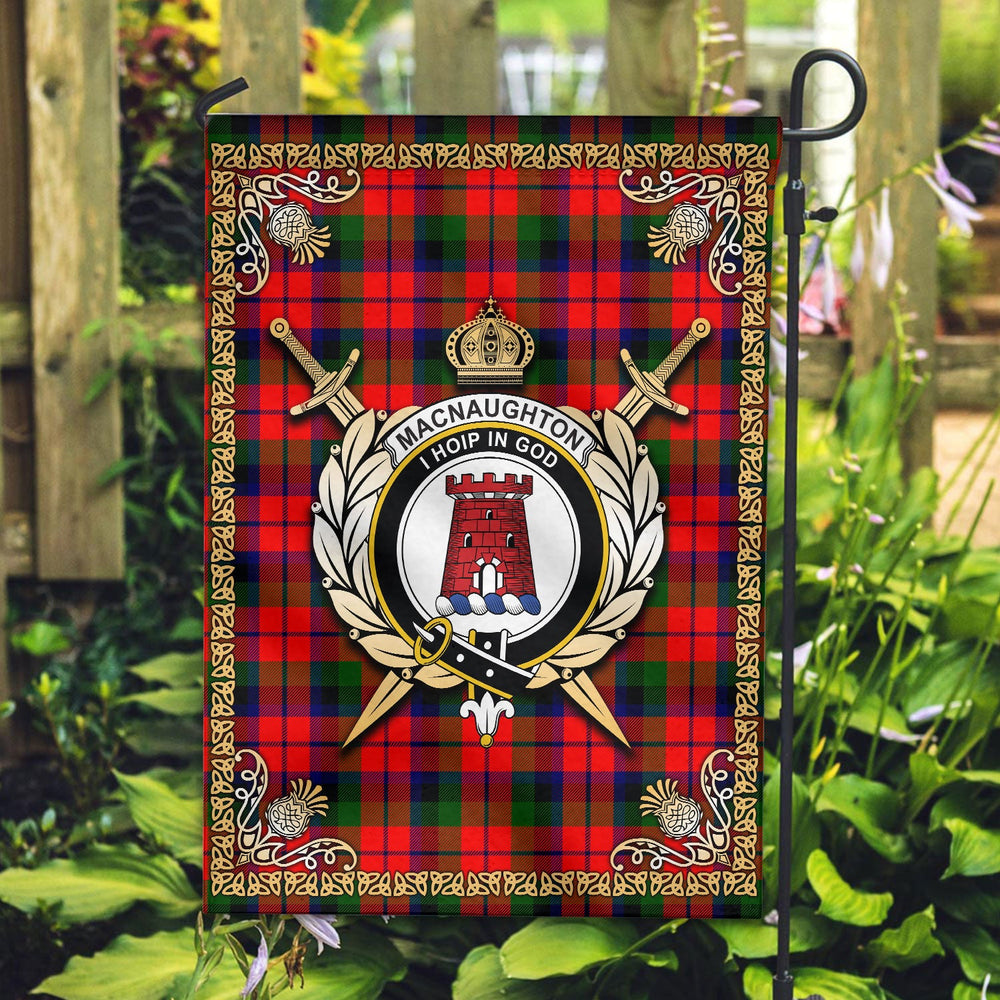 Clan MacNaughton Modern Tartan Crest Garden Flag - Celtic Thistle NH61 Clan MacNaughton Tartan Today