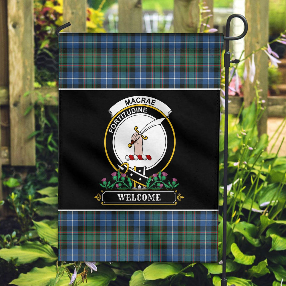Clan MacRae Hunting Ancient Tartan Crest Garden Flag - Welcome UN41 Clan MacRae Tartan Today