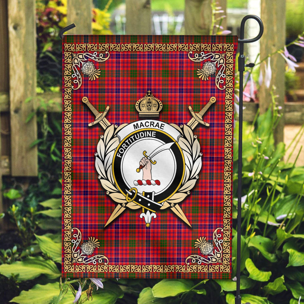Clan MacRae Modern Tartan Crest Garden Flag - Celtic Thistle ND87 Clan MacRae Tartan Today