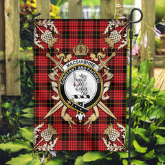 Clan MacSuibhne Tartan Crest Black Garden Flag - Gold Thistle MA75 Clan Garden Tartan Today