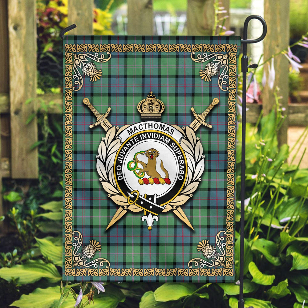 Clan MacThomas Ancient Tartan Crest Garden Flag - Celtic Thistle SK87 Clan MacThomas Tartan Today