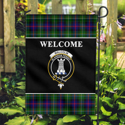 Clan Malcolm Tartan Crest Black Garden Flag