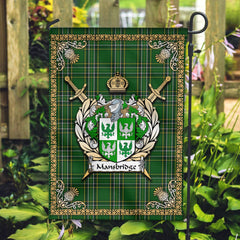 Clan Mansbridge Tartan Crest Black Garden Flag - Gold Thistle BL27 Clan Garden Tartan Today