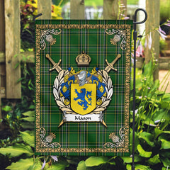 Clan Mason Tartan Crest Black Garden Flag - Gold Thistle BR83 Clan Garden Tartan Today
