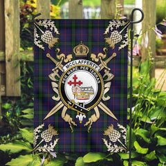 Clan McClafferty Tartan Crest Black Garden Flag - Gold Thistle HH27 Clan Garden Tartan Today