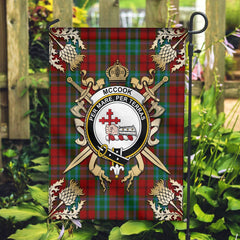 Clan McCook Tartan Crest Black Garden Flag - Gold Thistle LG12 Clan Garden Tartan Today
