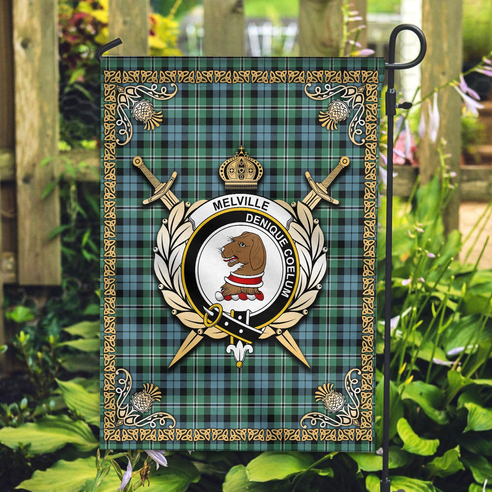 Clan Melville Tartan Crest Garden Flag - Celtic Thistle MI86 Clan Melville Tartan Today