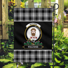 Clan Menzies Black _ White Modern Tartan Crest Garden Flag - Welcome DI48 Clan Menzies Tartan Today