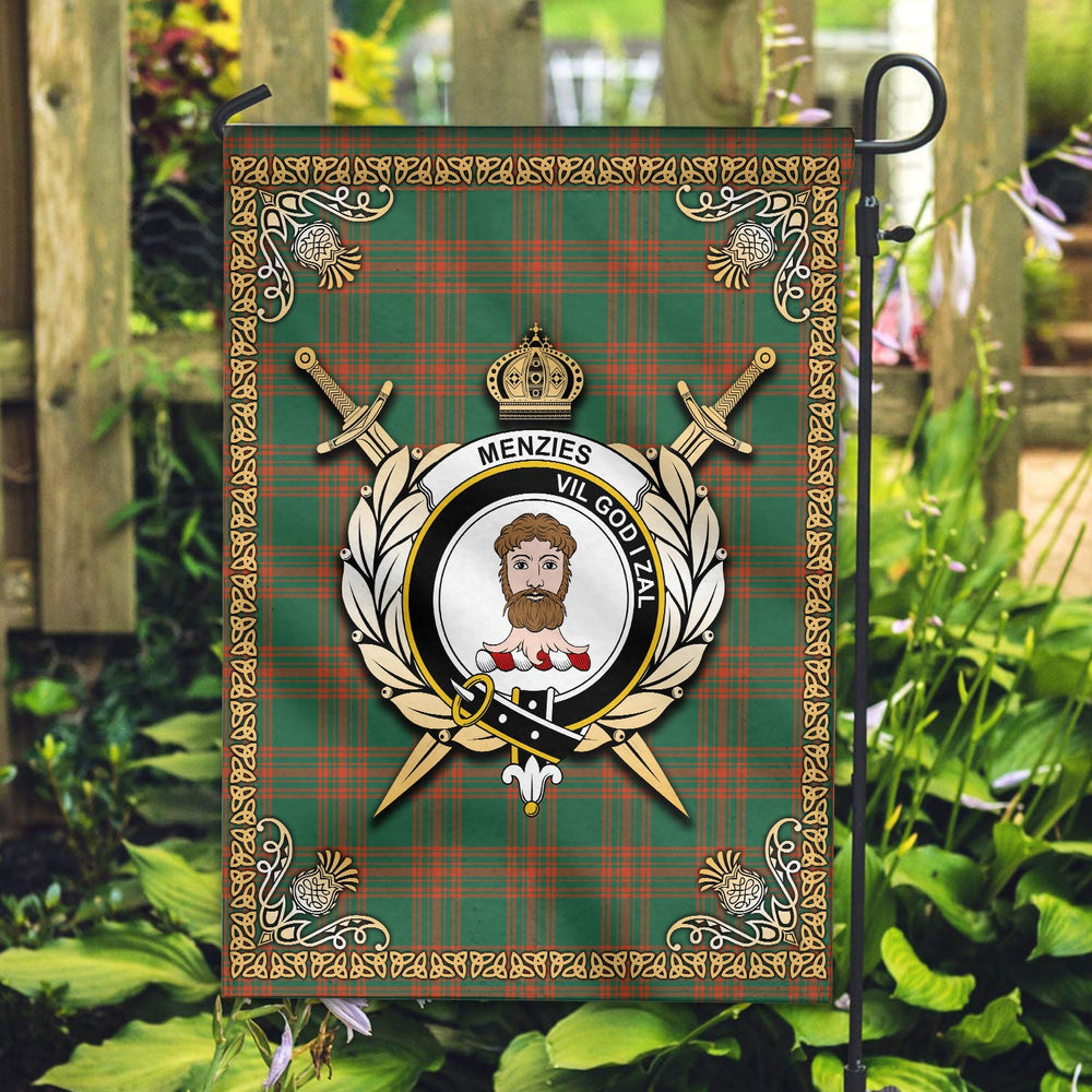 Clan Menzies Green Ancient Tartan Crest Garden Flag - Celtic Thistle AP19 Clan Menzies Tartan Today