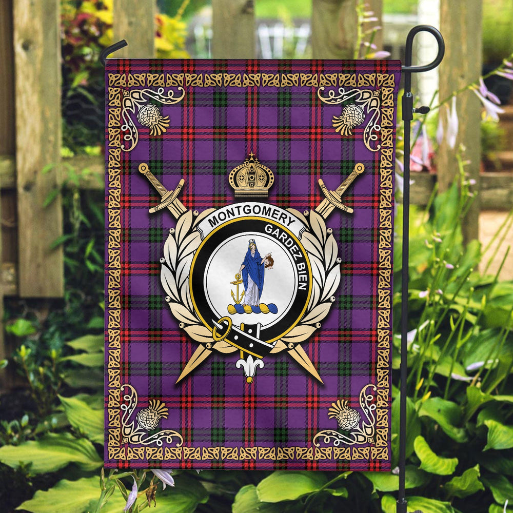 Clan Montgomery Modern Tartan Crest Garden Flag - Celtic Thistle IZ83 Clan Montgomery Tartan Today