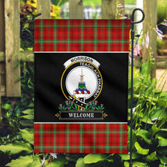 Clan Morrison Red Modern Tartan Crest Garden Flag - Welcome US25 Clan Morrison Tartan Today