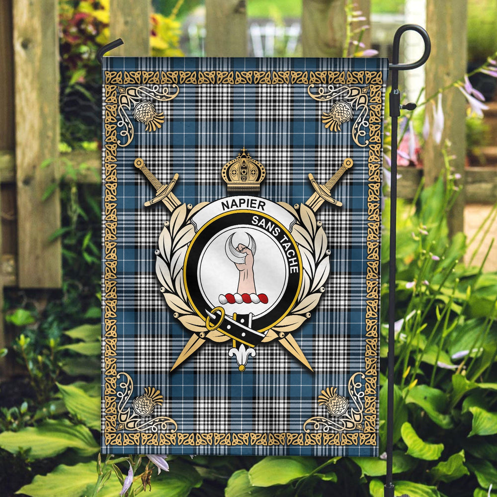 Clan Napier Modern Tartan Crest Garden Flag - Celtic Thistle NB95 Clan Napier Tartan Today