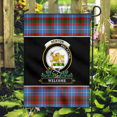 Clan Newton Tartan Crest Garden Flag - Welcome