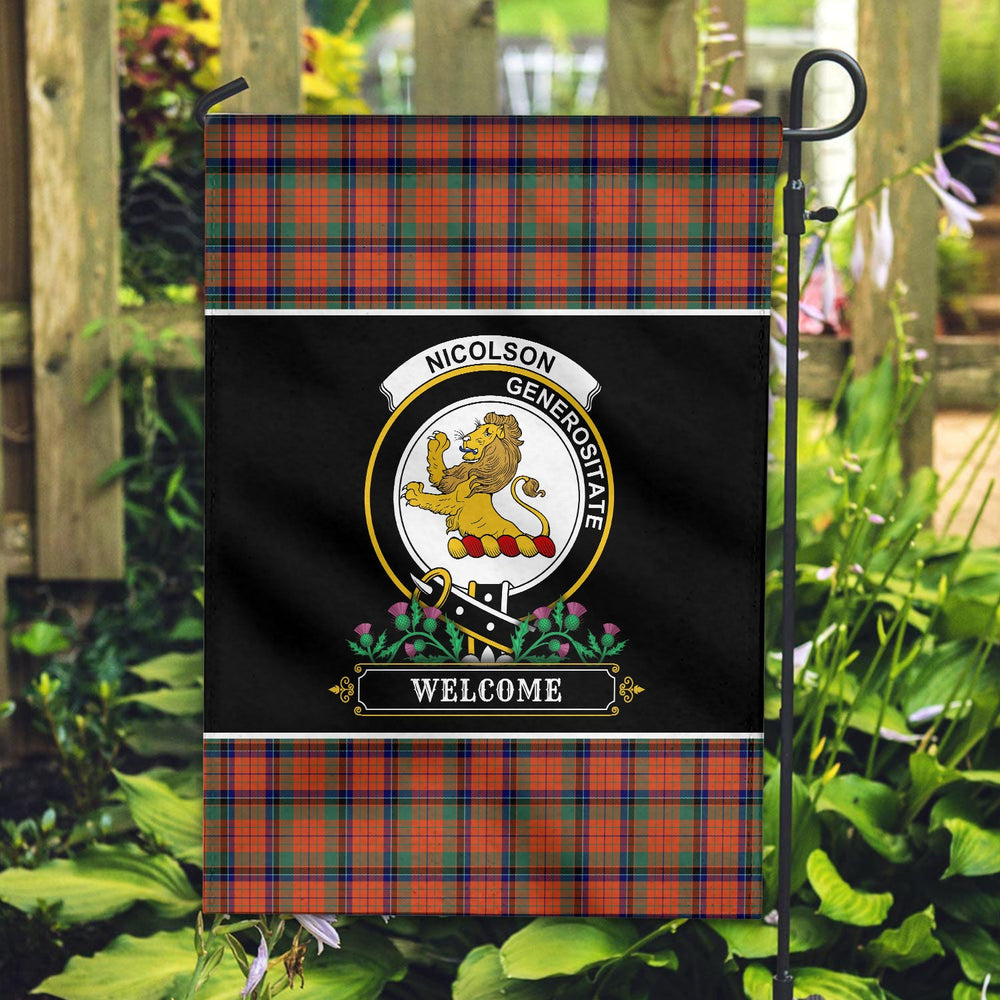 Clan Nicolson Ancient Tartan Crest Garden Flag - Welcome NY58 Clan Nicolson Tartan Today