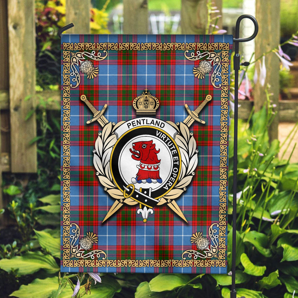 Clan Pentland Tartan Crest Garden Flag - Celtic Thistle FN29 Clan Pentland Tartan Today