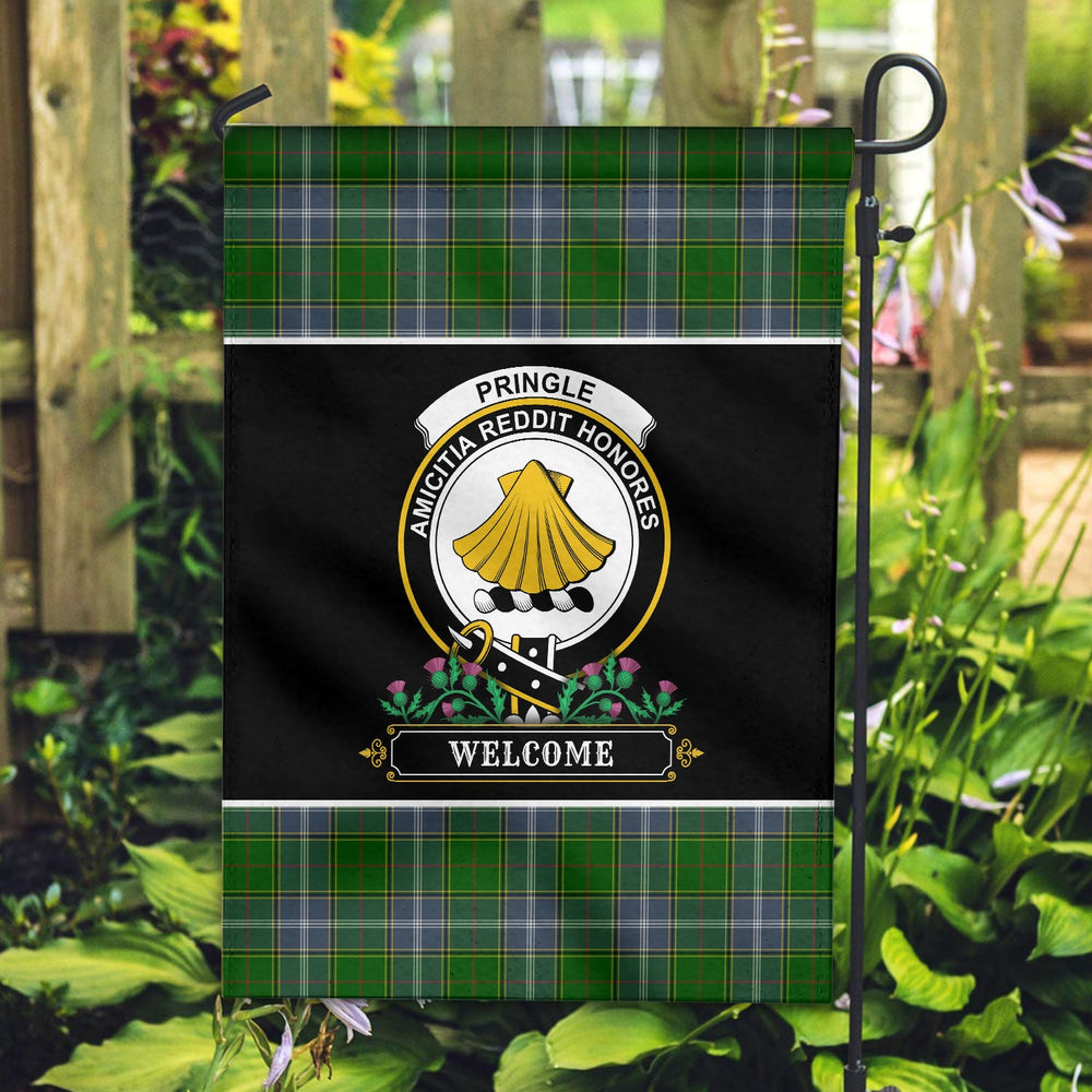 Clan Pringle Tartan Crest Garden Flag - Welcome WN76 Clan Pringle Tartan Today