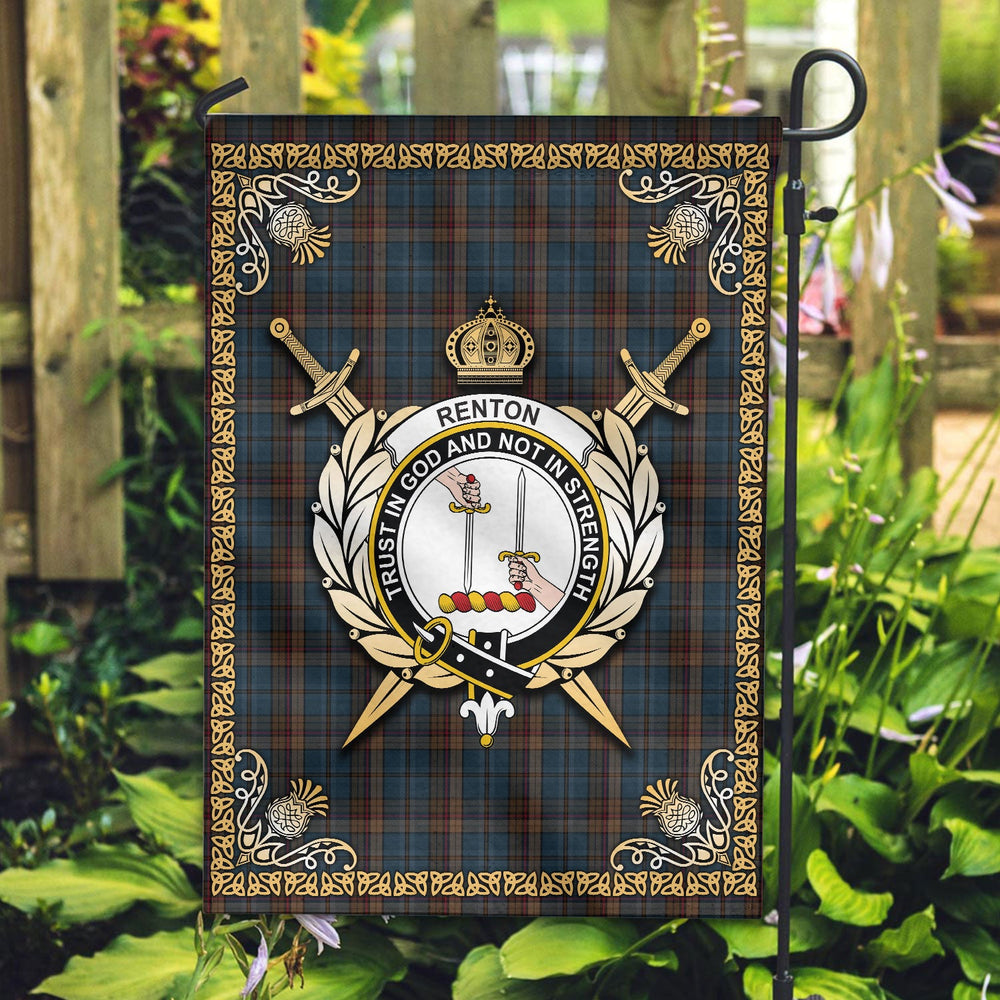 Clan Renton Tartan Crest Garden Flag - Celtic Thistle OF49 Clan Garden Tartan Today