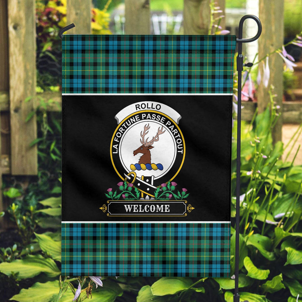 Clan Rollo Ancient Tartan Crest Garden Flag - Welcome QV15 Clan Rollo Tartan Today