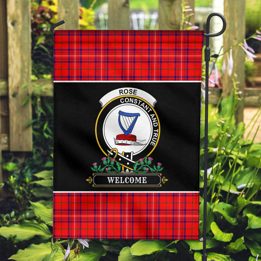 Clan Rose Modern Tartan Crest Garden Flag