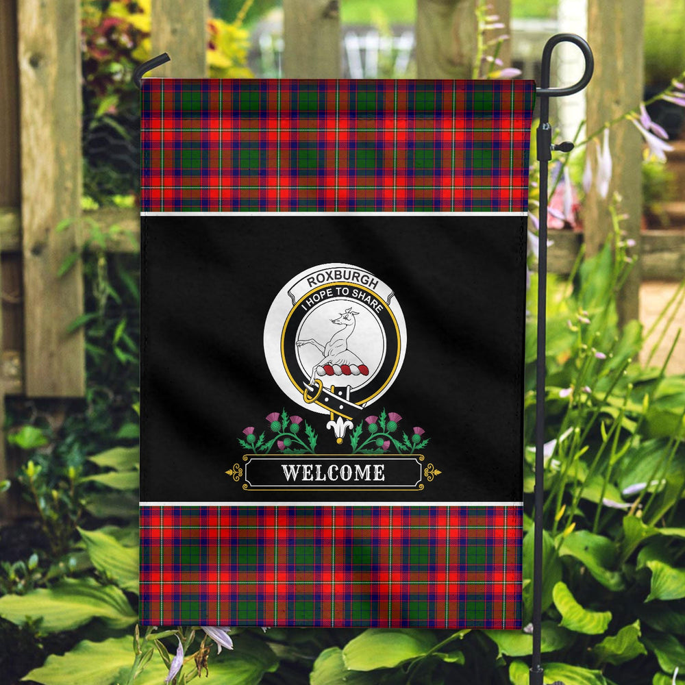 Clan Roxburgh District Tartan Crest Garden Flag - Welcome RP28 Clan Garden Tartan Today