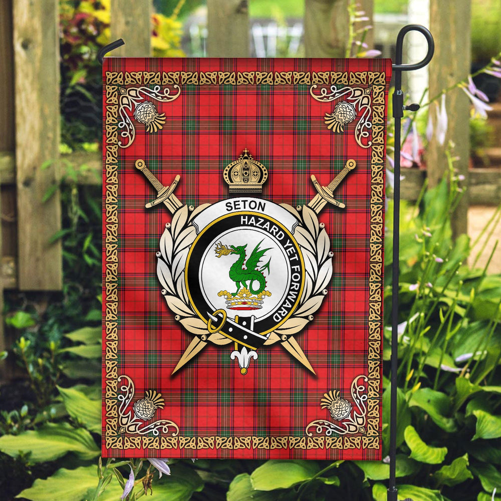 Clan Seton Modern Tartan Crest Garden Flag - Celtic Thistle AA24 Clan Seton Tartan Today