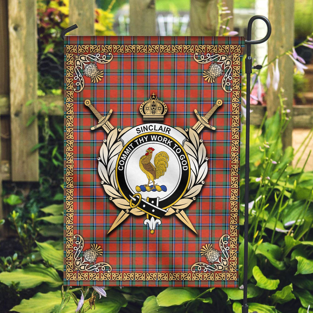Clan Sinclair Ancient Tartan Crest Garden Flag - Celtic Thistle DT12 Clan Sinclair Tartan Today