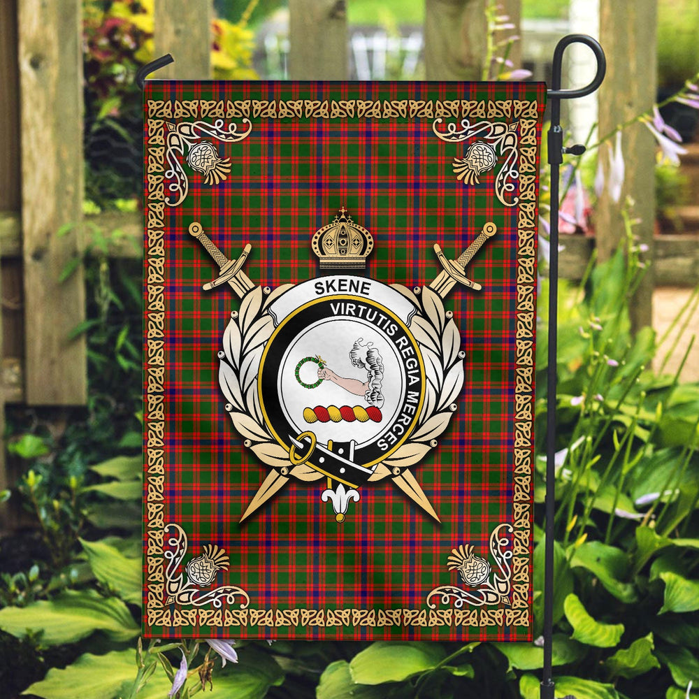 Clan Skene Modern Tartan Crest Garden Flag - Celtic Thistle VG45 Clan Skene Tartan Today