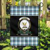 Clan Stewart Muted Blue Tartan Crest Garden Flag - Welcome AI79 Clan Stewart Tartan Today