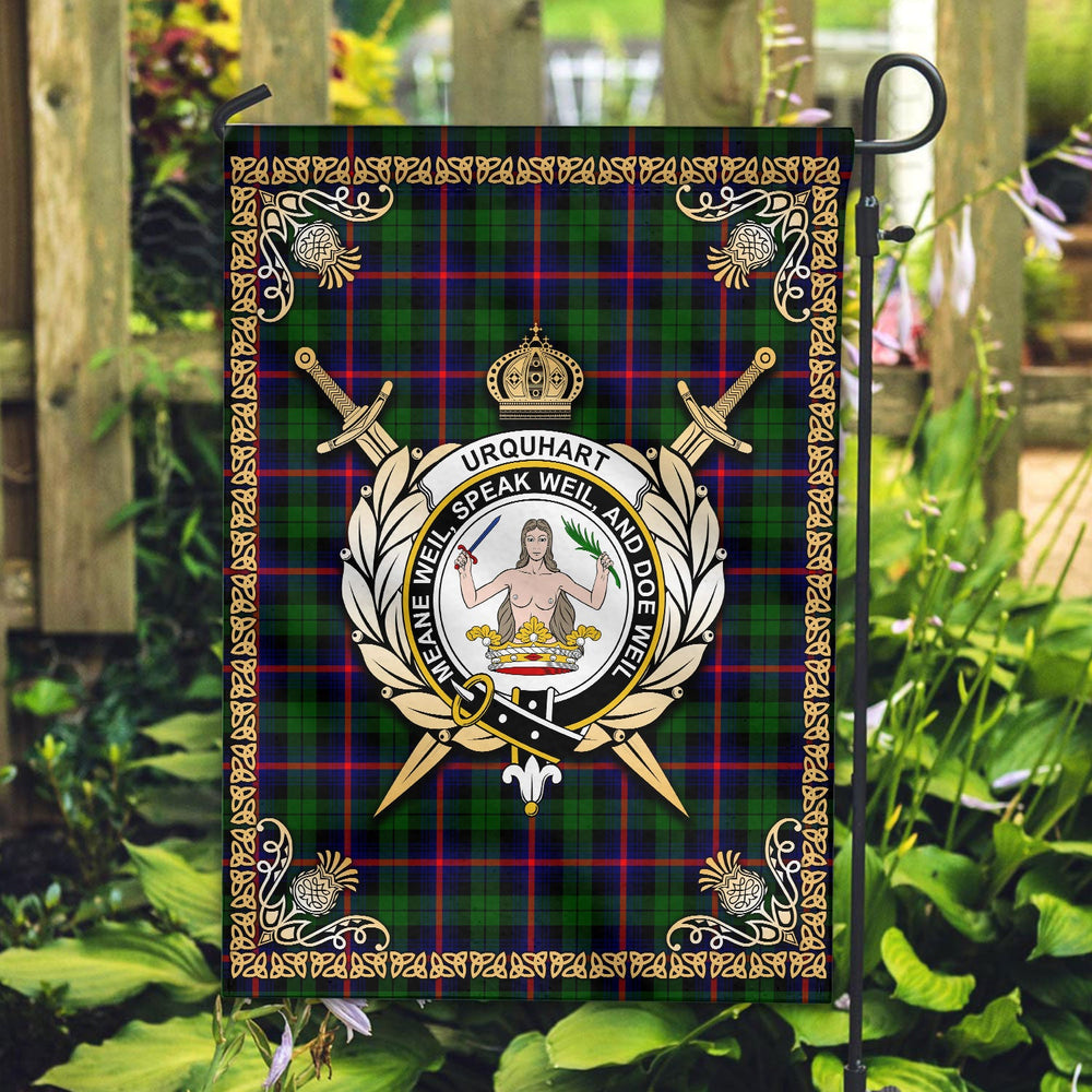 Clan Urquhart Modern Tartan Crest Garden Flag - Celtic Thistle US98 Clan Urquhart Tartan Today