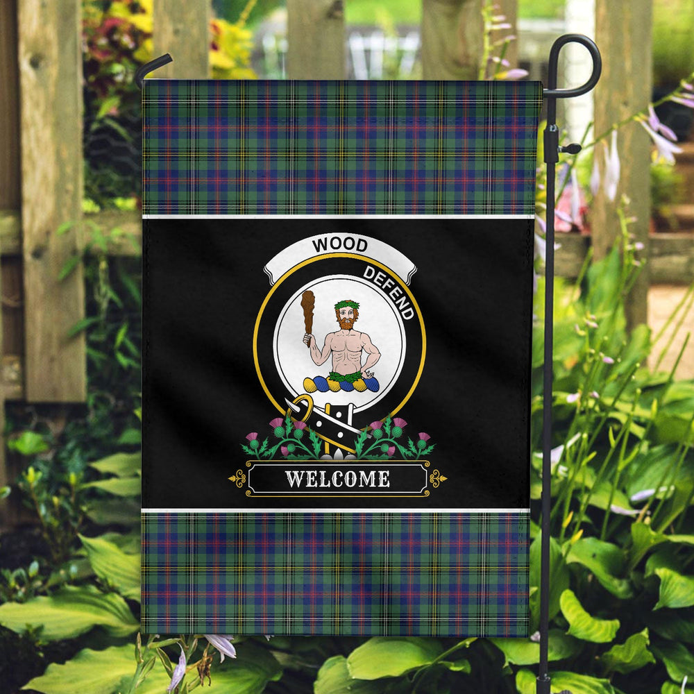 Clan Wood Tartan Crest Garden Flag - Welcome UK10 Clan Wood Tartan Today