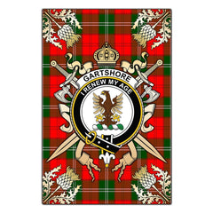 Clan Gartshore Tartan Crest Black Garden Flag - Gold Thistle DQ60 Clan Gartshore Tartan Today